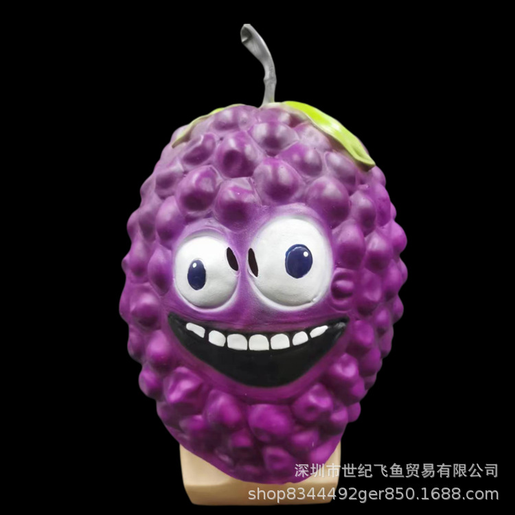 Halloween divertido máscara de látex molesto naranja divertido uva piña plátano cabeza cubierta arena talla fruta
