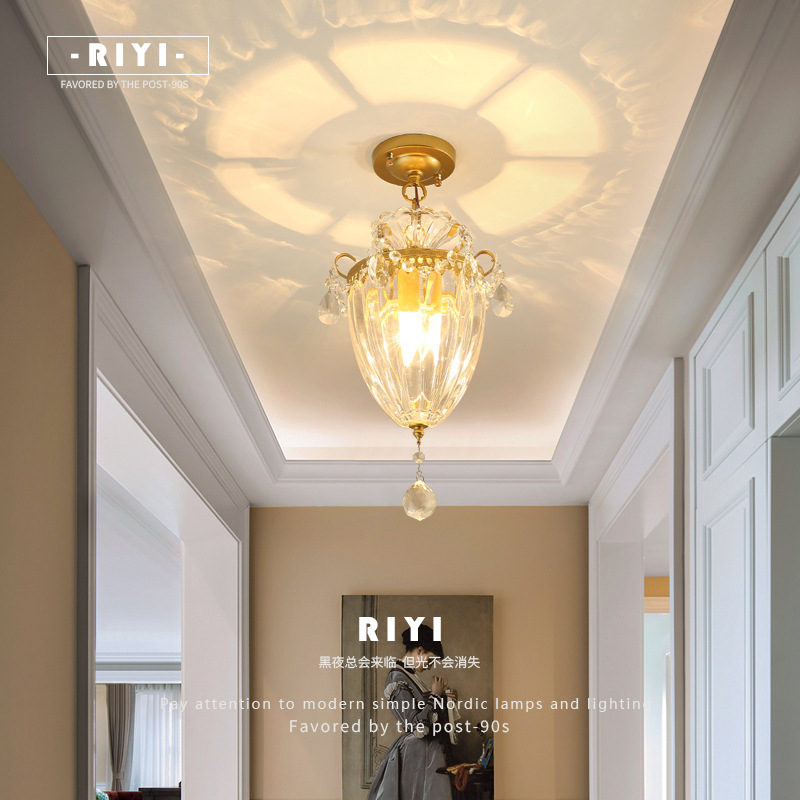 European Crystal Restaurant Chandelier,Light Luxury Ceiling Light,Corridor Entrance Aisle,Led Cloakroom Stair Light,Foyer Light