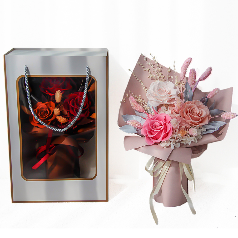 Amazon explosiva flor real de Yunnan ramo de rosas producto terminado día de la madre regalo del día de San Valentín ramo de flores perpetuas transfronterizas