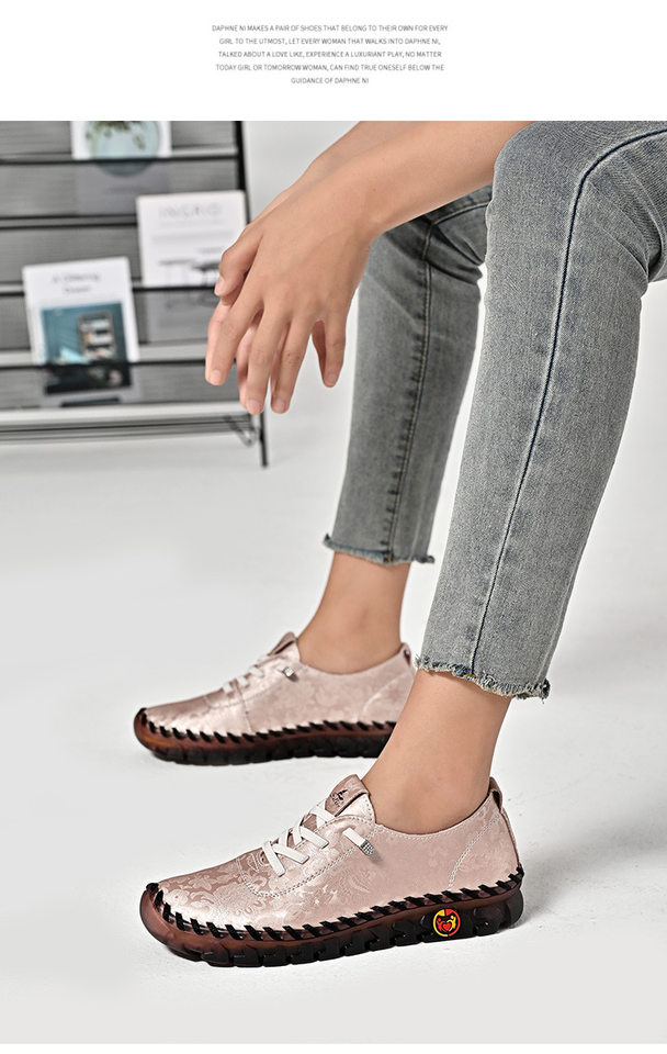Giày lười nữ đế mềm gân bò chống trượt, giày đơn mũi tròn gót vừa 3-5 cm — FC2501 Màu xanh lá cây, FC2501 Màu xám, FC2501 Màu đen, FC2501 màu hồng chi tiết 22
