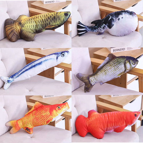 Creative simulation fish cat bite toy doll plush toy catnip fish molar teething cat stick cat toy