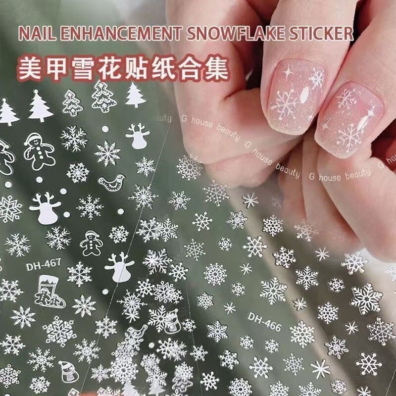 Nail Art White Popular Snowflake Ins Stickers Christmas Decorations Popular Adhesive Nail Decals