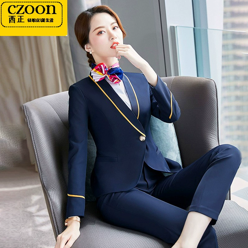 China Southern Airlines Air China униформа стюардессы женский профессиональный костюм салон красоты отель кассовый аппарат SPA Осенние Комбинезоны