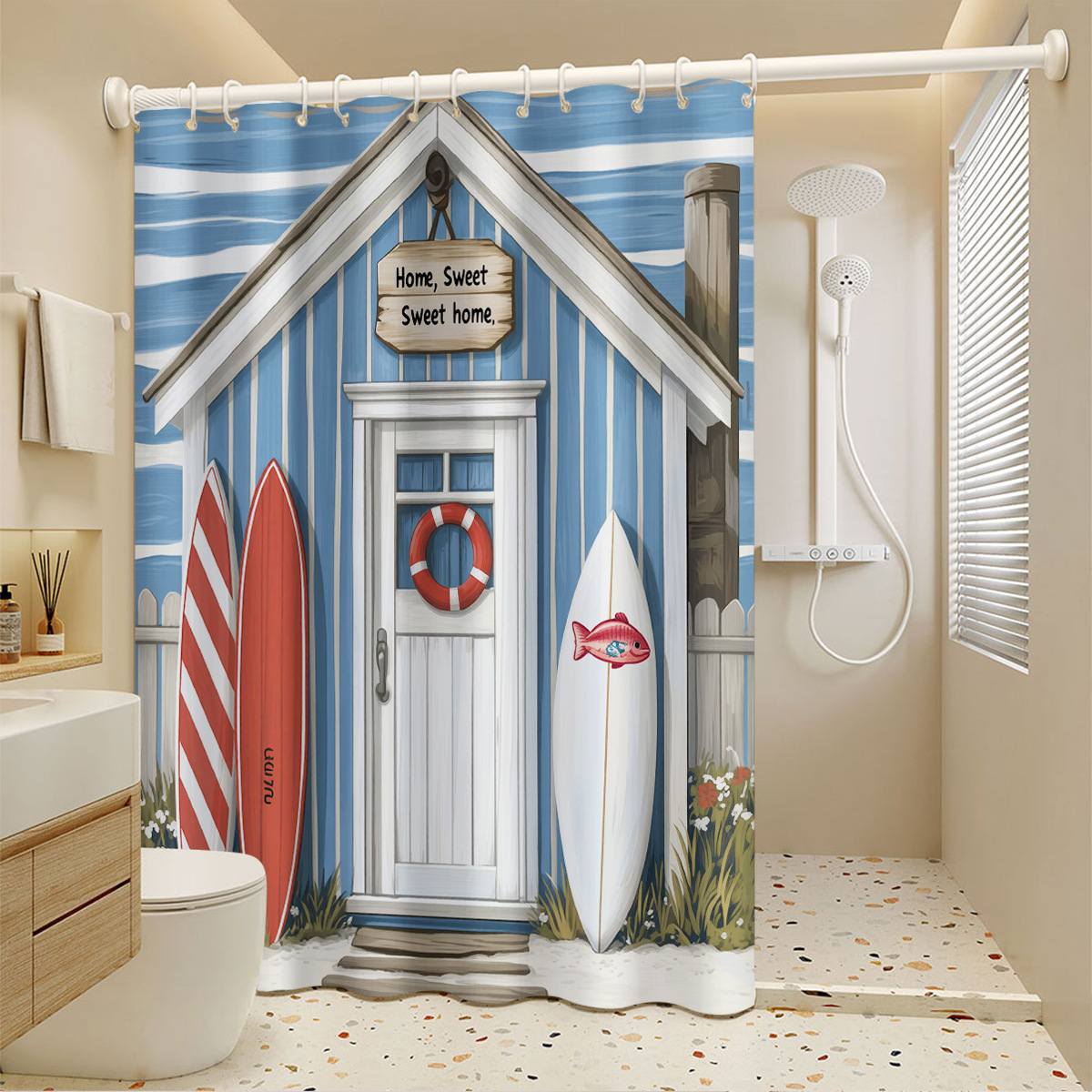 Thickened Waterproof Shower Curtain Partition With No-drill Telescopic Rod For Bathroom, Dressing Room, Balcony,_voghion.com