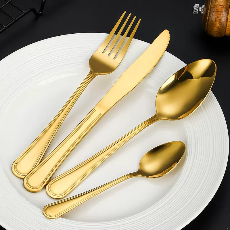 跨境410不锈钢餐具刀叉勺四件套创意1010单双线酒店家用西餐餐具