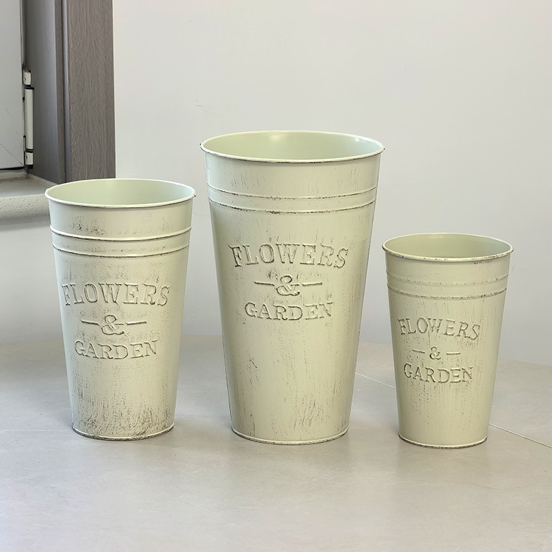 Nuevos productos de fábrica directa ventas retro de hierro despierta flor barril flor florista flor decoración casera barril abrazar barril