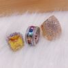 High-end zirconium, retro ring with stone, micro incrustation, European style, with gem