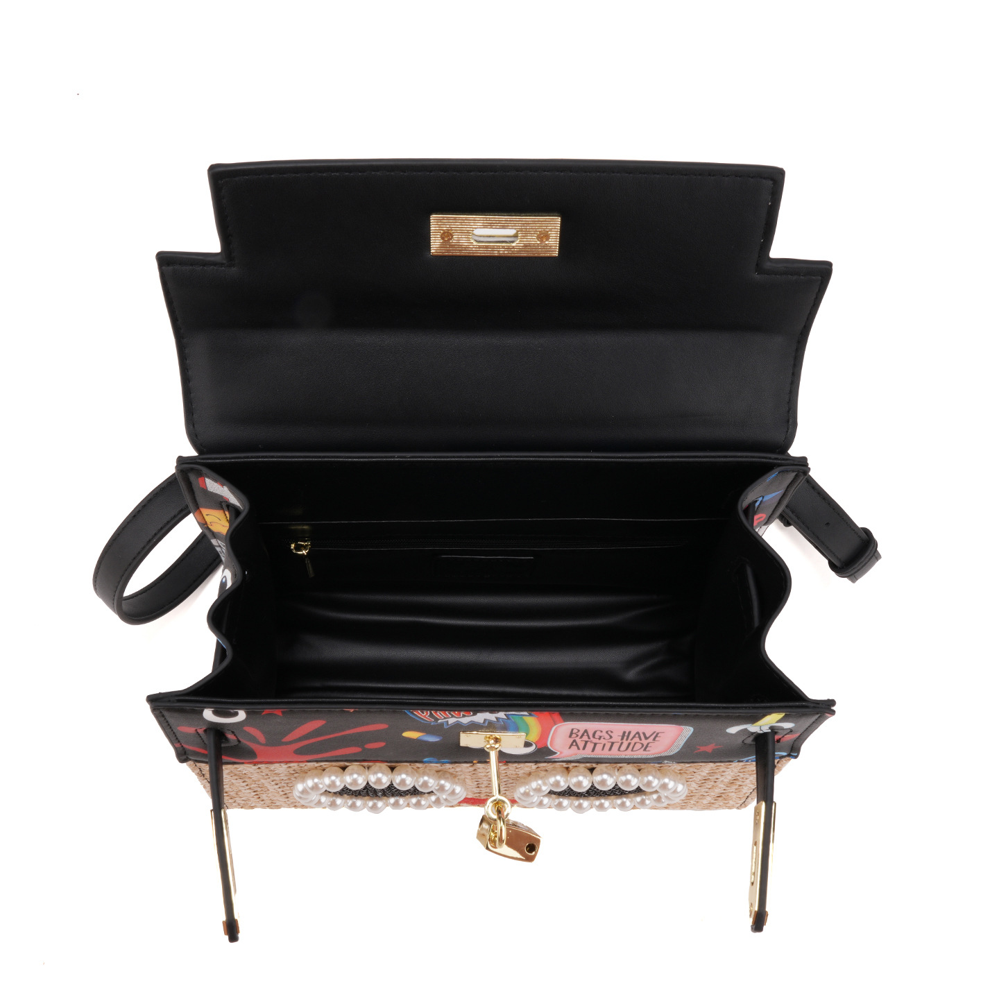 Europa y los Estados Unidos de alto nivel sensación de tela de paja características de diseño bolsas de graffiti de escritorio de diamantes para mujeres colisión de color bolsa de aceite cerradura 1993 #