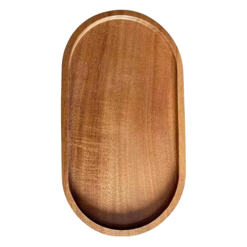 Bandeja de madera de acacia de estilo japonés placa rectangular aislada Placa de patrón de madera maciza placa ovalada tablero de pan taza de té placa fabricante