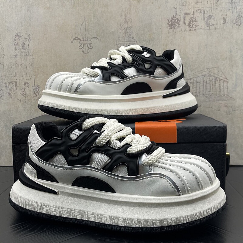Autumn New Style Comfortable and Versatile Men's Shoes with Thick Soles, Height-Increasing, Lightweight, Simple Design, High-End, Light Luxury, Non-Slip, Casual Trendy Shoes