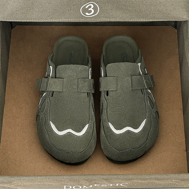 Женская обувь носить полупальца тапочка женская весна 2025 новая пробка одна обувь Birken одна педаль ленивая обувь