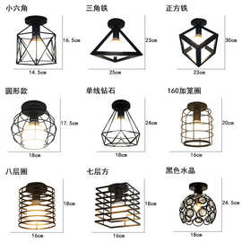 跨境爆款吸顶灯北欧铁艺复古走廊过道玄关吸顶灯亚马逊特价批发