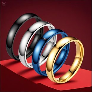 Stainless Steel Ring for Women, Accessible Luxury Style, Niche High-End Ins Glossy Non-Falling Pigment Ring, Titanium Steel Jewelry, Hand Jewelry Wholesale