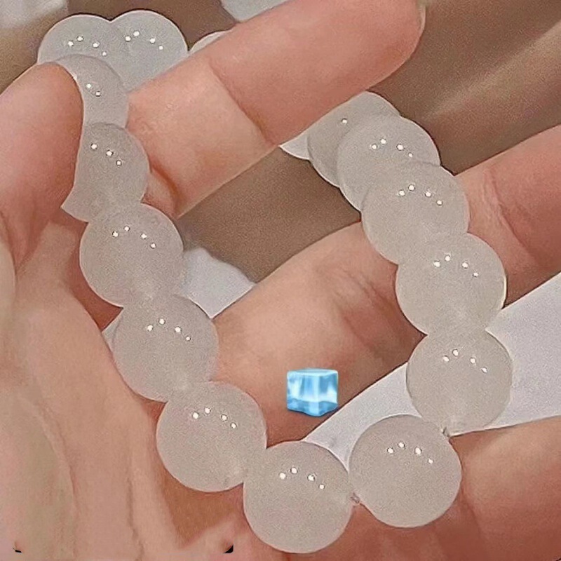 Ice through white jade glass texture transparent bracelet around finger soft plate play round bead bracelet gift accessories for girlfriend