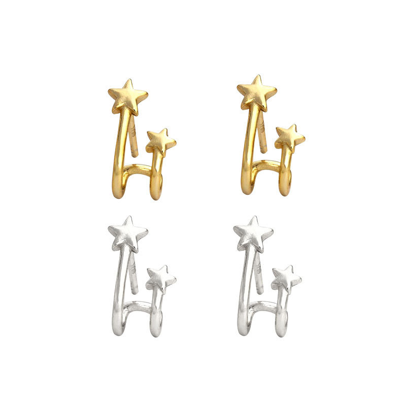 Simple Double-layer Star Earrings Fashion Exquisite Five-pointed Star Earrings Ear Jewelry display picture 10