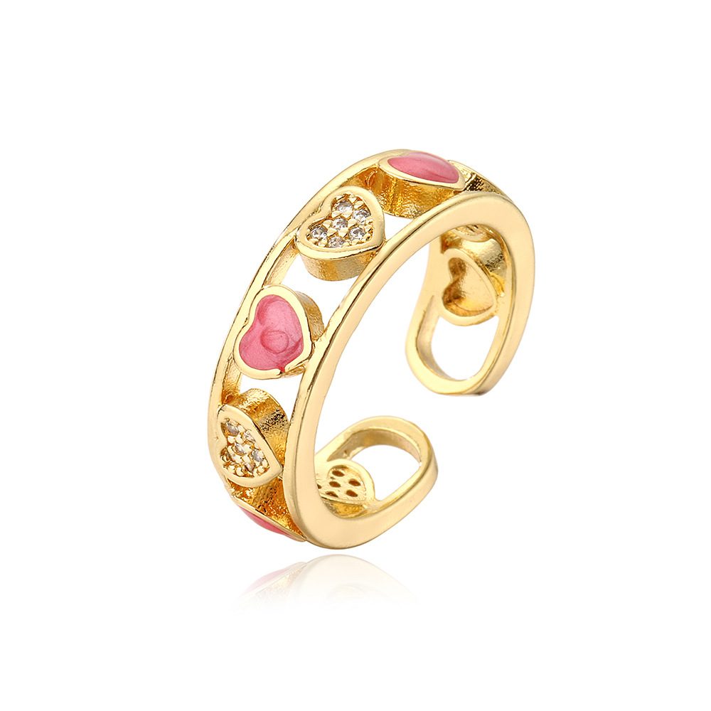 Fashion Geometric Copper Inlay Zircon Open Ring 1 Piece