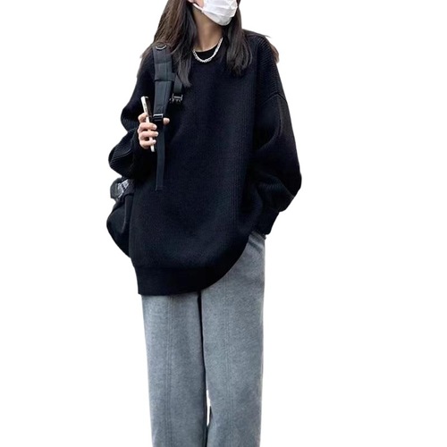 Lazy trend cool women's autumn winter loose turtleneck long sleeve knit top base chic college style Korean style