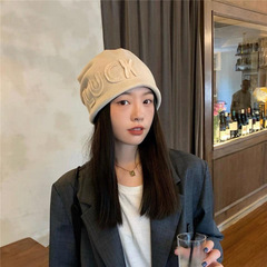 最新の韓国版luck女子学生とベルベットのニット帽は、顔の小さな毛糸帽ネットの赤い文字が保温ファッションを見せている