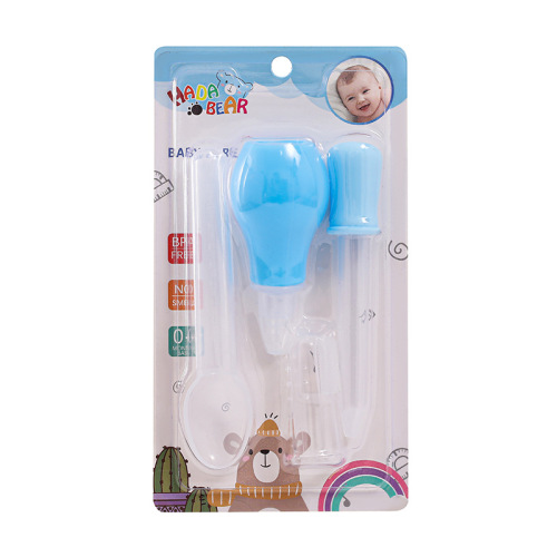 4-piece set baby medicine dropper spoon finger toothbrush cleaning care kit nasal aspirator 