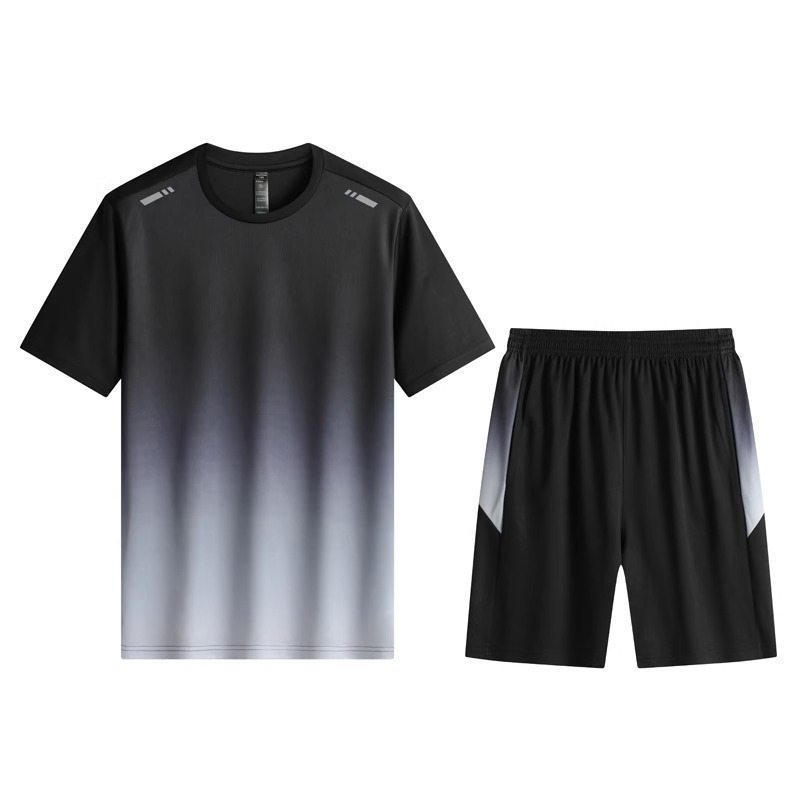 Ropa deportiva de verano baloncesto hielo camiseta de mangas cortas secas rápidas pantalones cortos de entrenamiento transfronterizos de entrenamiento físico hombre
