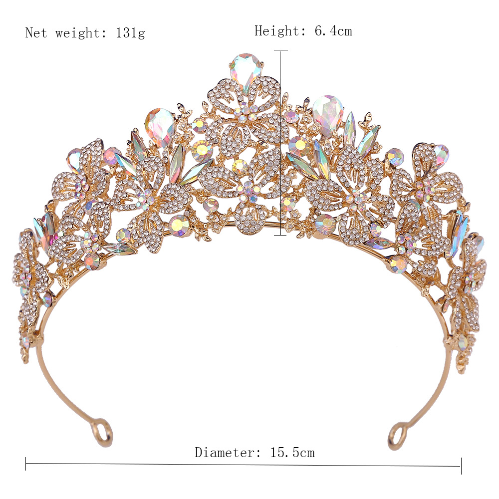 357g Weight Crown Hair Accessories Type 1 Piece Quantity Wedding, Birthday, Festival Occasion Alloy Material Leaves Pattern All Seasons Season Women's Gender Diamond Design Simple Style, Shiny Style Simple Style Shiny Women's Leaves Alloy Diamond Crown 无