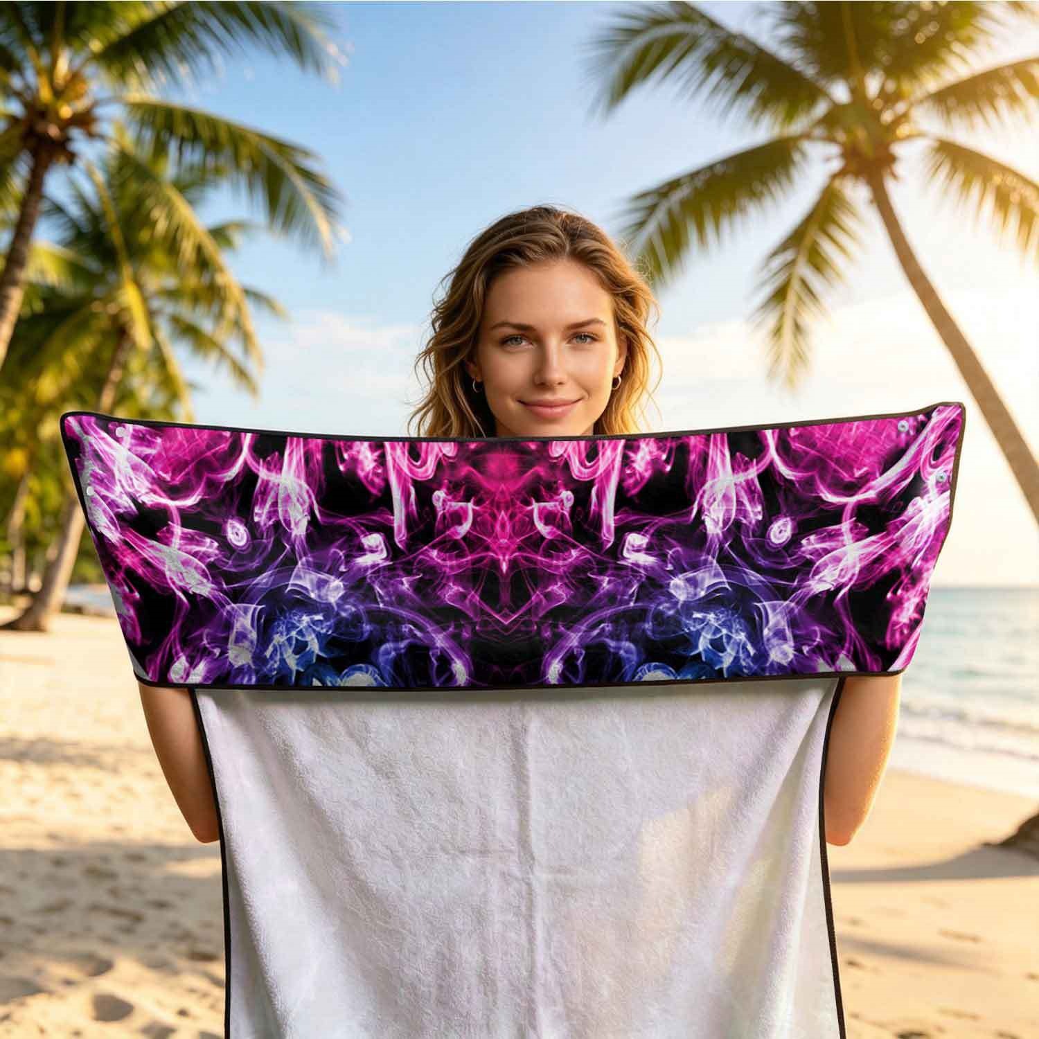Geometric Bath Towel Car Seat Cover 2-in-1 Microfiber Outdoor Beach Car Dual-Use Universal Seat Cushion
