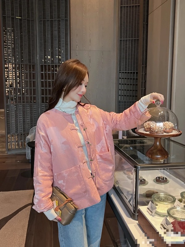 老钱新中式凤凰于飞真丝冠乐绉夹棉外套2025秋冬复古气质盘扣棉衣|undefined