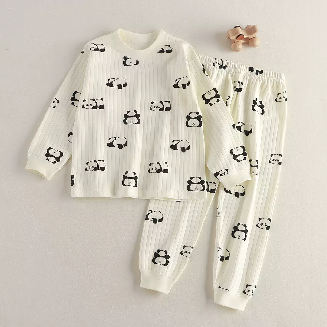 童装儿童家居服装纯棉男童女宝宝秋衣秋裤睡衣内衣套装无骨抗菌