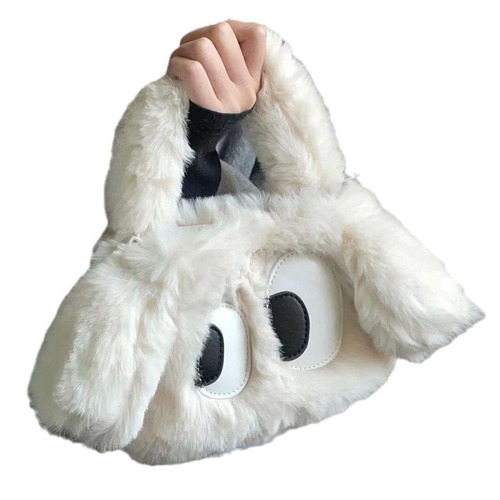 Plush Big-Eyed Puppy Women's Bag  Winter New UR Plush Bag Fashion Cute Bucket Single Shoulder Crossbody Bag