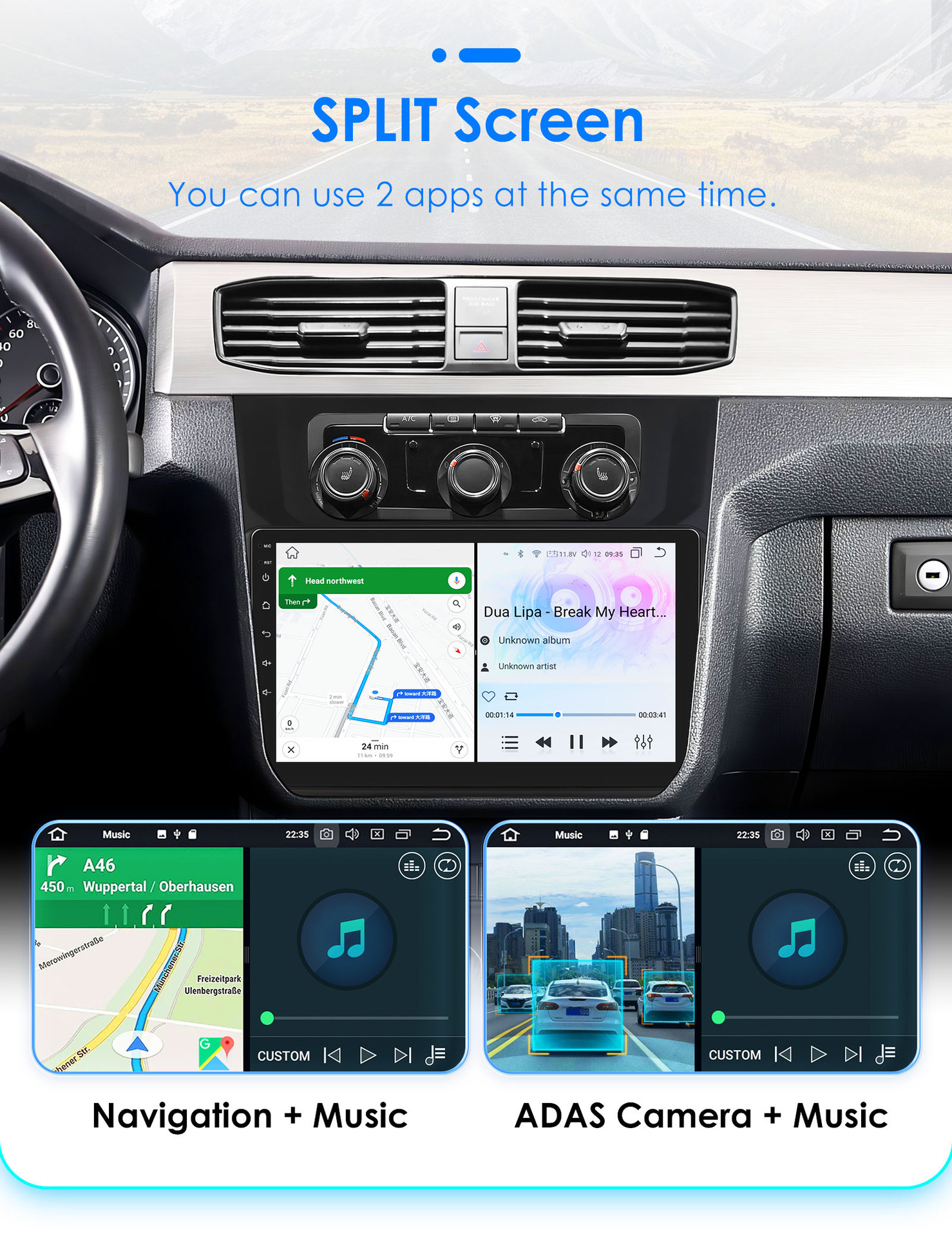 Suitable for Volkswagen Caddy 2015-2018 Models, Android Carplay Central Control Bluetooth Car Navigation