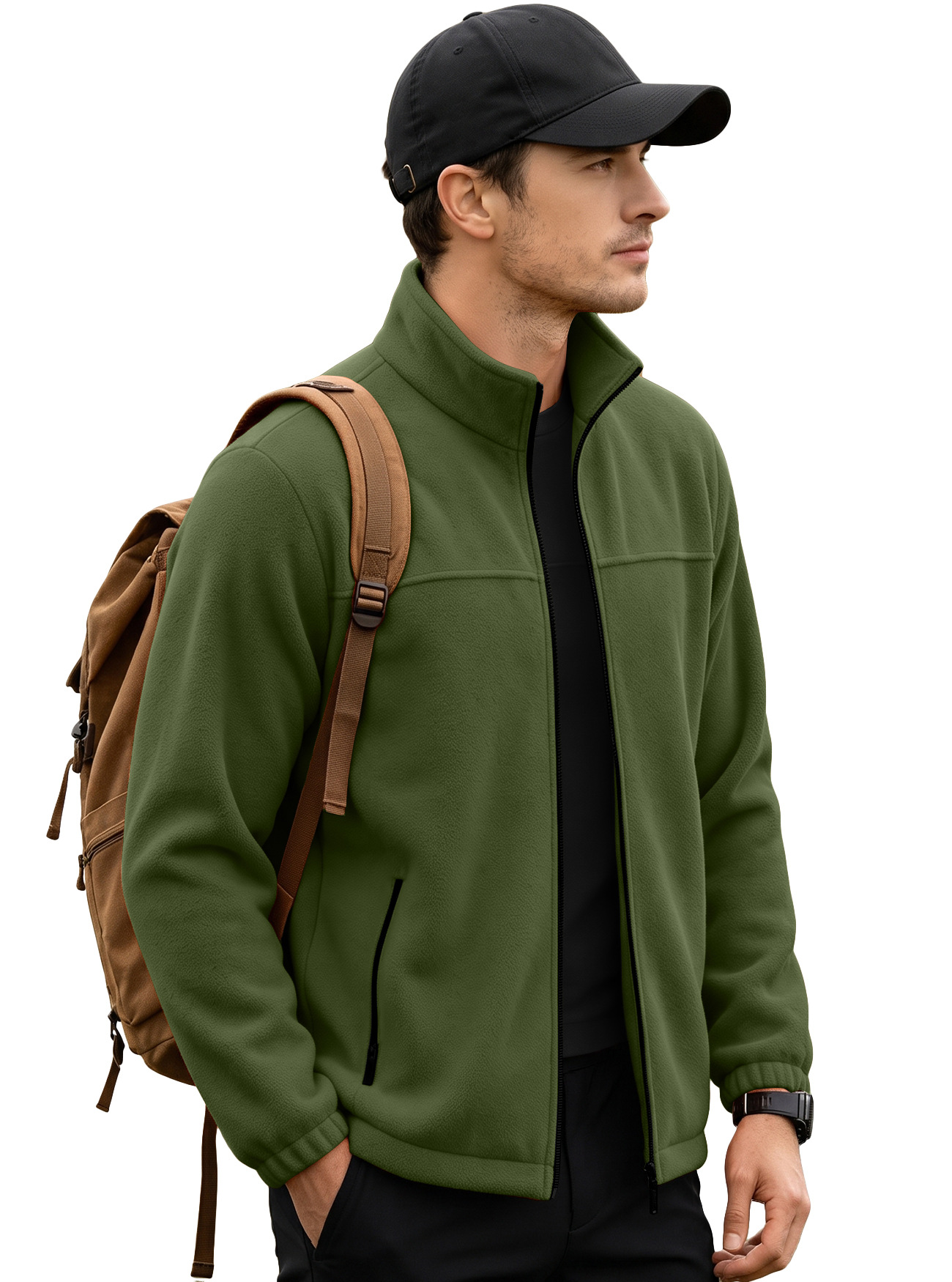 Sudadera de Vellón Polar para Hombre 380g de Poliéster Térmica con Cremallera para Uso Casual