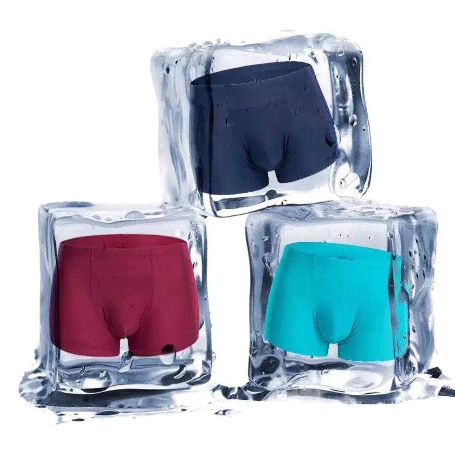 Verano humedad que absorbe la ropa interior de seda de hielo de los hombres de una sola pieza sin costuras de secado rápido pantalones cortos de boxeador de los hombres más pantalones cortos de tamaño