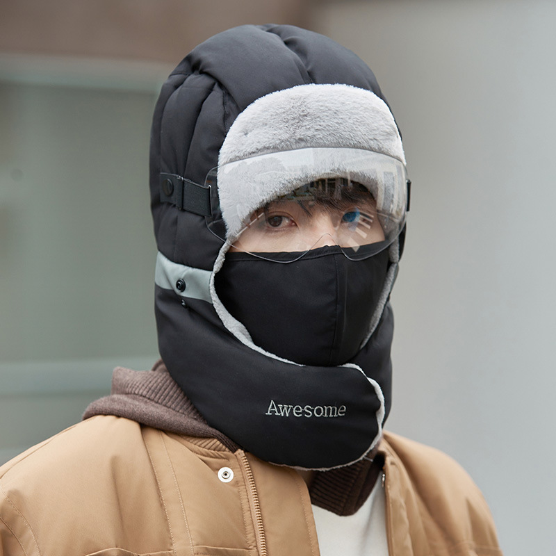 Trapper Hats Hat male winter cotton riding electric bike with wool thickened windproof ear protection hat warm Lei Feng hat female_voghion.com