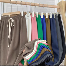 蛇骨纹阔腿裤女2025春季新款宽松克莱因显瘦拖地裤抽绳直筒休闲裤