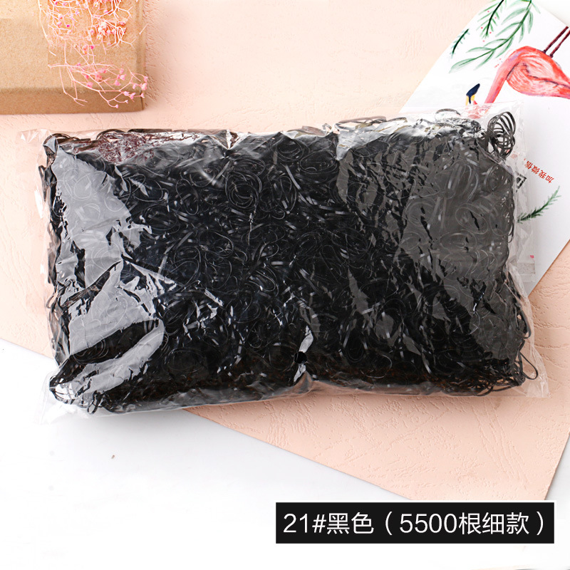 Banda de goma desechable lazo de pelo femenino negro pequeña banda de goma gruesa cubierta de cuero no daña banda de pelo durable cuerda tocado