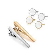 Dali Fashion Tie Clip Cufflinks Set French Cuff Gold Plated Tie Clip