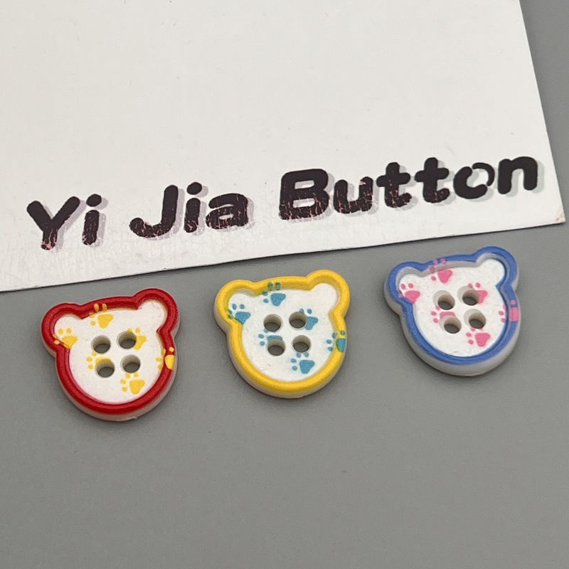 现货彩色四孔猫头塑料彩印纽扣DIY儿童女装毛衣外套针织衫装饰扣|undefined