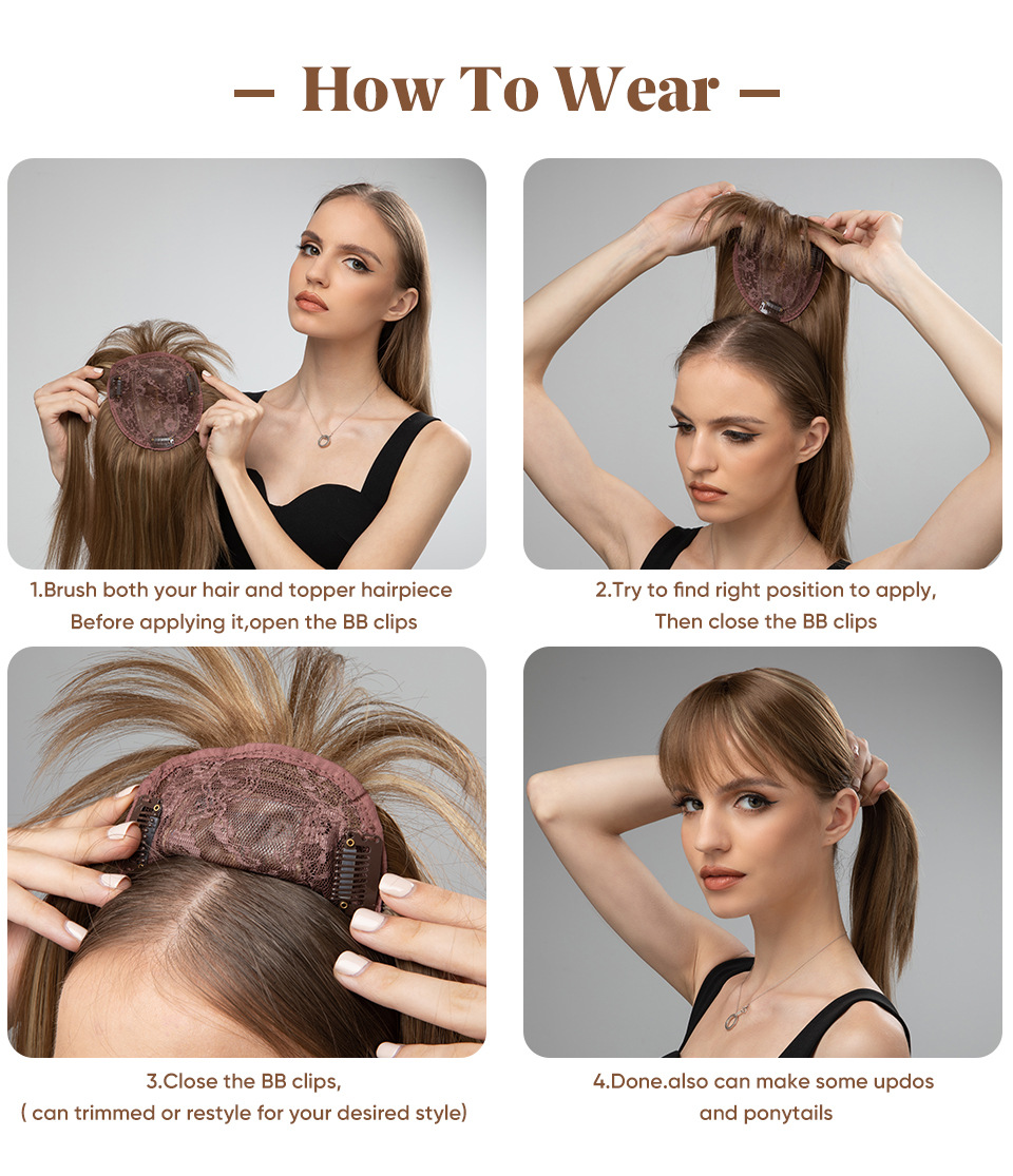 Perruque de cheveux synthétiques, Patch supérieur pour femmes, frange 3D pour un blanchiment naturel, Patch capillaire Invisible_voghion.com