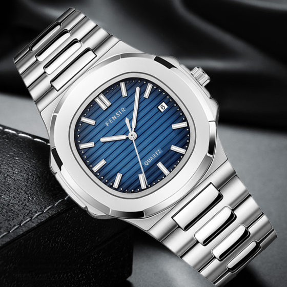 FENSIR Nautilus Casual High-end Steel Band Quartz Watch Men's Personality Fashion Watch Calendar Wholesale for Foreign Trade