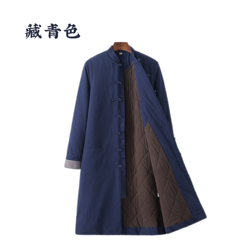 Estilo chino Tang traje largo de algodón acolchado chaqueta de invierno espesado cálido rompevientos abrigo juvenil bata Ju Shifu ropa de estilo Chino