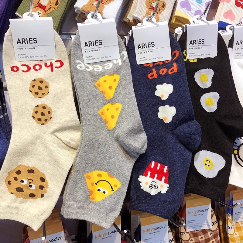South Korea Dongdaemun New Cartoon Socks Pizza Cookies Socks Internet Popular Women's Cotton Socks New Stacked Socks