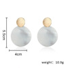 Japanese white matte metal fashionable earrings, simple and elegant design