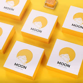 创意黄色4粒MOON兔子月饼包装盒中秋节月饼盒6粒装简易蛋黄酥礼盒