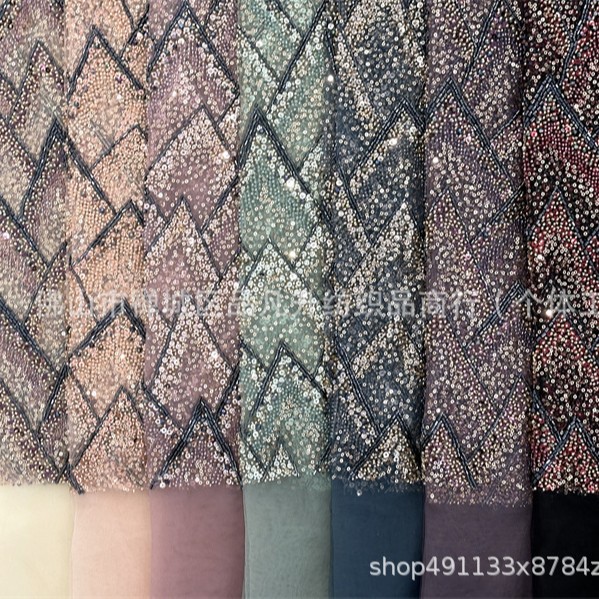Bordado de tubo de cuentas Verano Industria pesada Alta costura Bordado Falda Vestido de moda Tela LACE Suministro de fabricantes de comercio exterior transfronterizo image 4