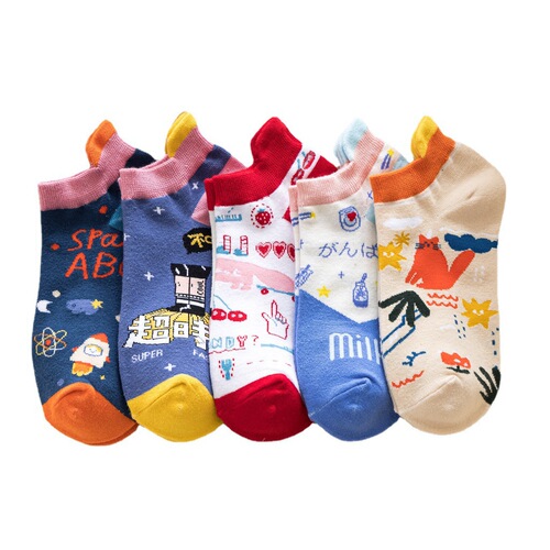 Spring new cartoon series women's low-cut socks Japanese fresh college style cute cotton socks