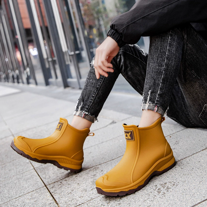 Новая весенняя дождевая обувь водонепроницаемая низкая труба теплая мода мужские короткие дождевые сапоги на открытом воздухе минималистская нескользящая резиновая обувь для мужчин