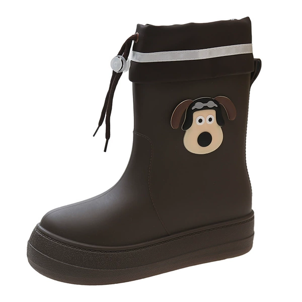 Brown puppy-waterproof buckle upgraded single shoes