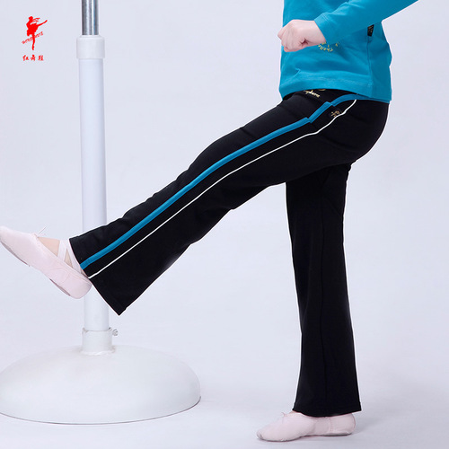 Red dance shoes, children's Xinluo majia belt, teeth and single bell-bottom pants, children's practice dance pants 26091