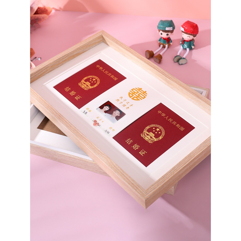 Marriage certificate photo frame DIY Wall hanging Swing sets Anniversary woodiness lovers Collection marry Registration photo spouse