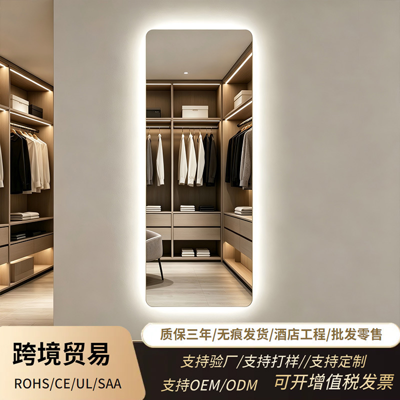 Zhenhan Cross-Border Full-Body Mirror Smart Luminous Led Dressing Mirror with Light Sensor Fitting Mirror Entrance Mirror